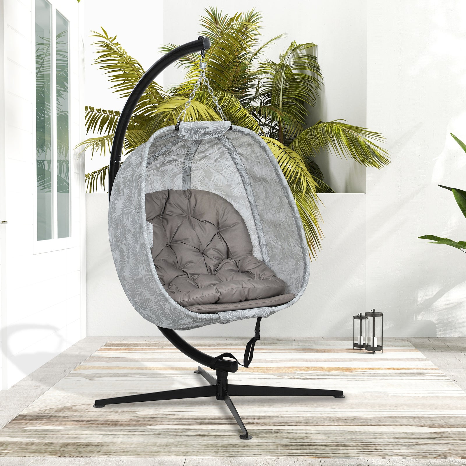 Hanging Egg Chair Outdoor Indoor Swing Chair, Folding Basket | Sand
