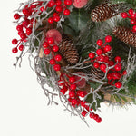 HOMESCAPES Artificial Christmas Wreath With Berries, Apples And Silver Decoration