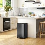 HOMCOM 45l Kitchen Bin, Pedal Bin With Soft-close Lid, Removable Bucket