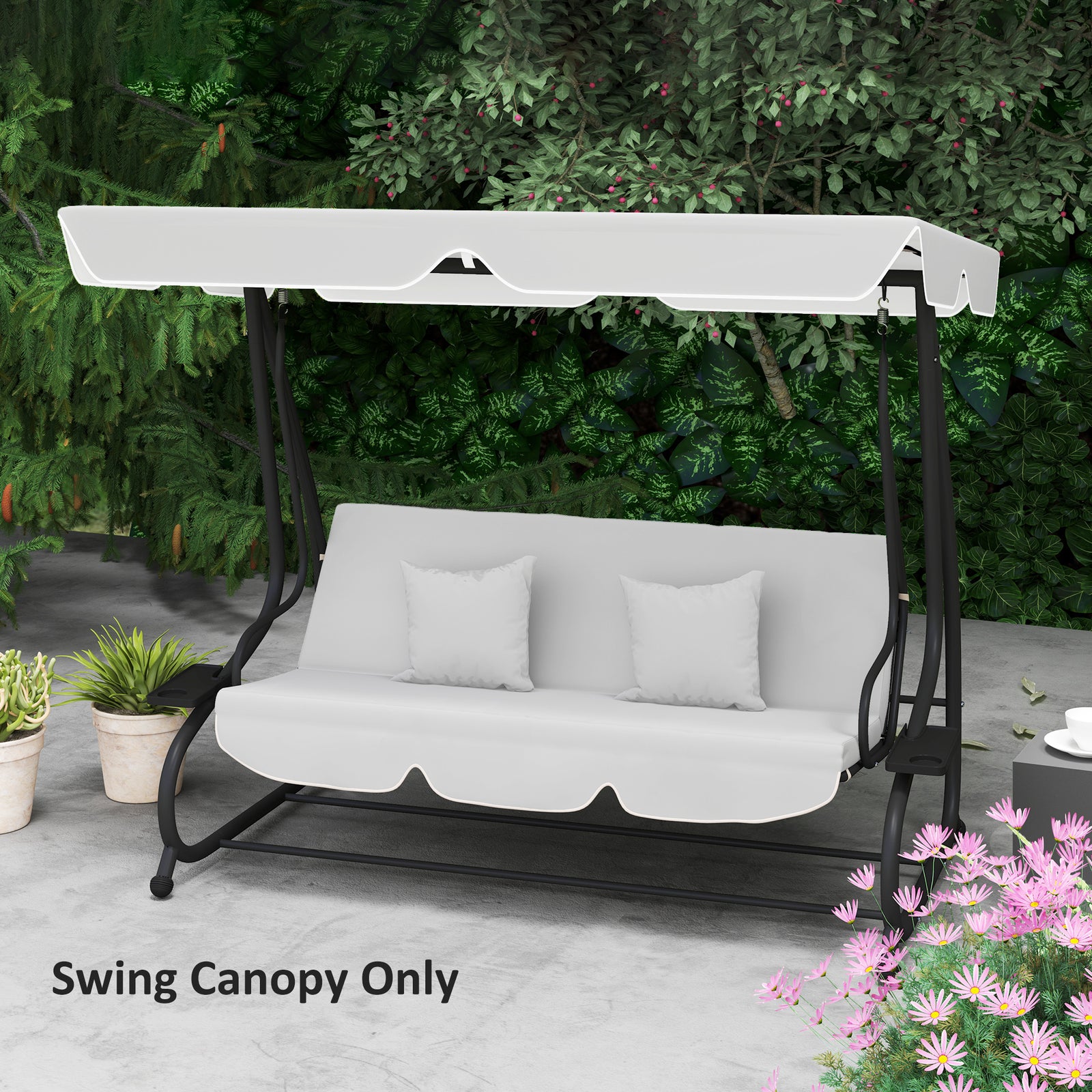 Waterproof Garden Swing Canopy Replacement 3 Seater | Light Grey