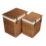 White Cotton Lined Boutique Double Steamed Laundry Baskets | Set-of-2 | Brown