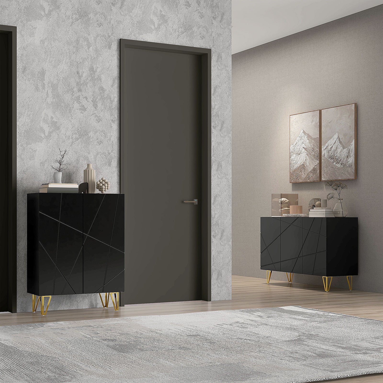 Freestanding Storage Cabinet With Adjustable Shelves | One Size | Black