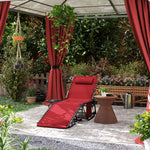 Folding Sun Lounger With 5-level Reclining Back, Side Table | Red