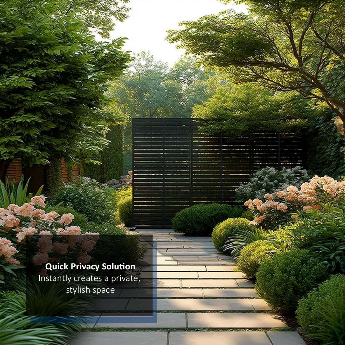 Metal Outdoor Privacy Screen 90cm X 180cm - Slats | 180cm x 90cm | Black