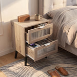 Breeins Modern Dual-drawer Bedside Table With Solid Wood Legs