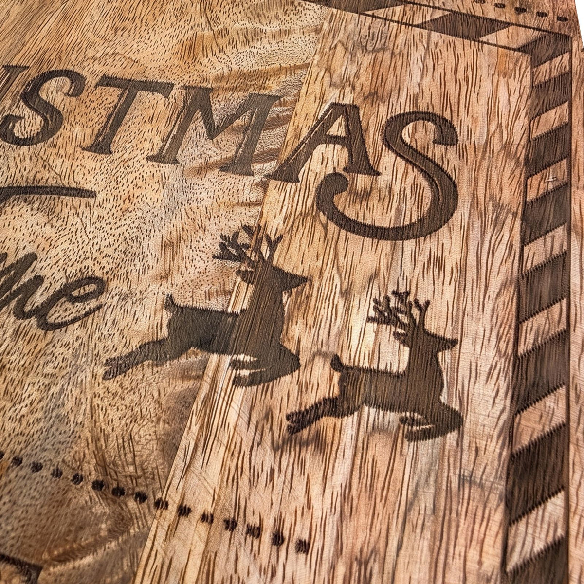 Mango Wood Christmas Serving Board, Eat Drink And Be Merry
