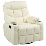 Manual Recliner Chair W/ Footrest Cup Holder | Cream