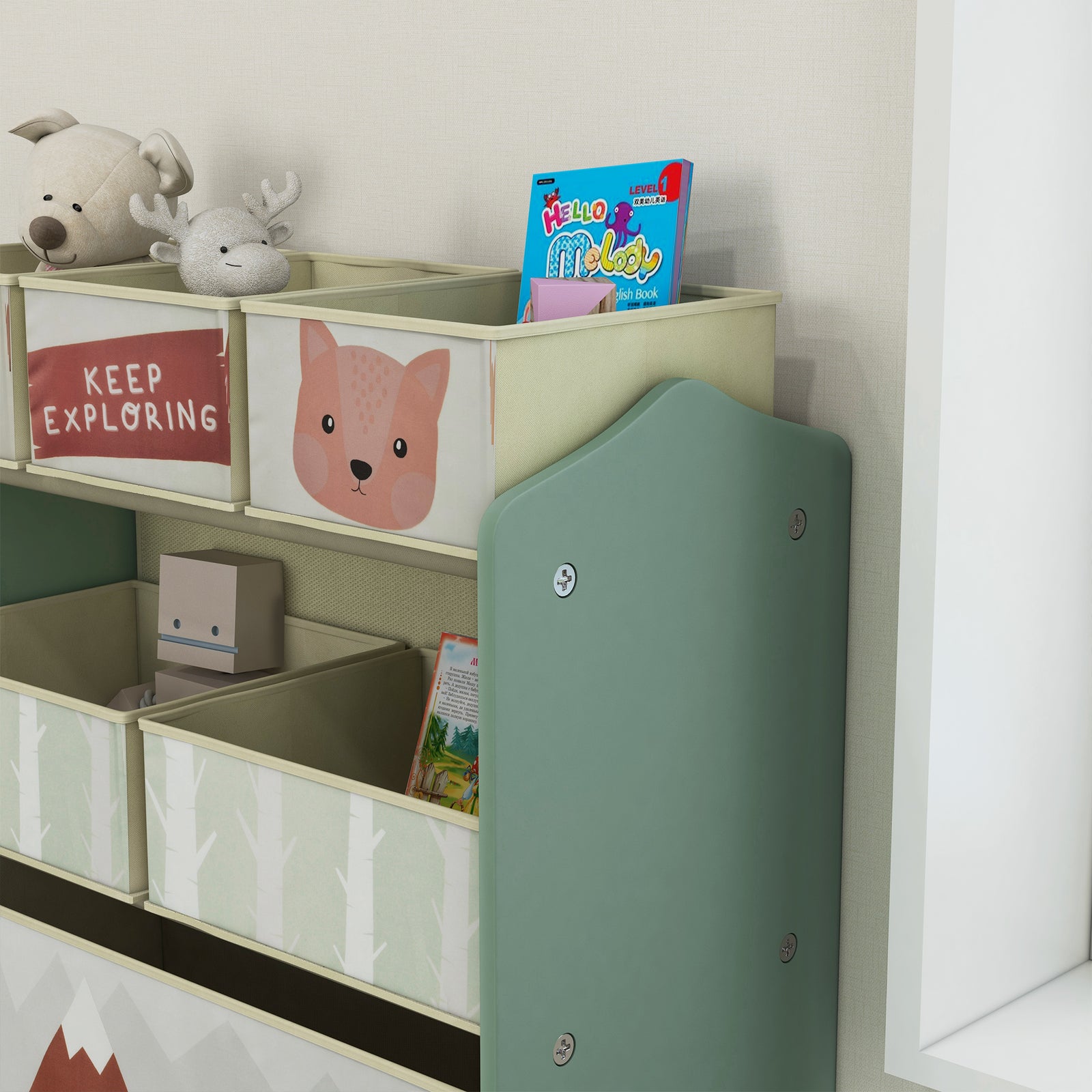 Kids Storage Units With 6 Boxes, Childrens Toy Storage Organiser | Green