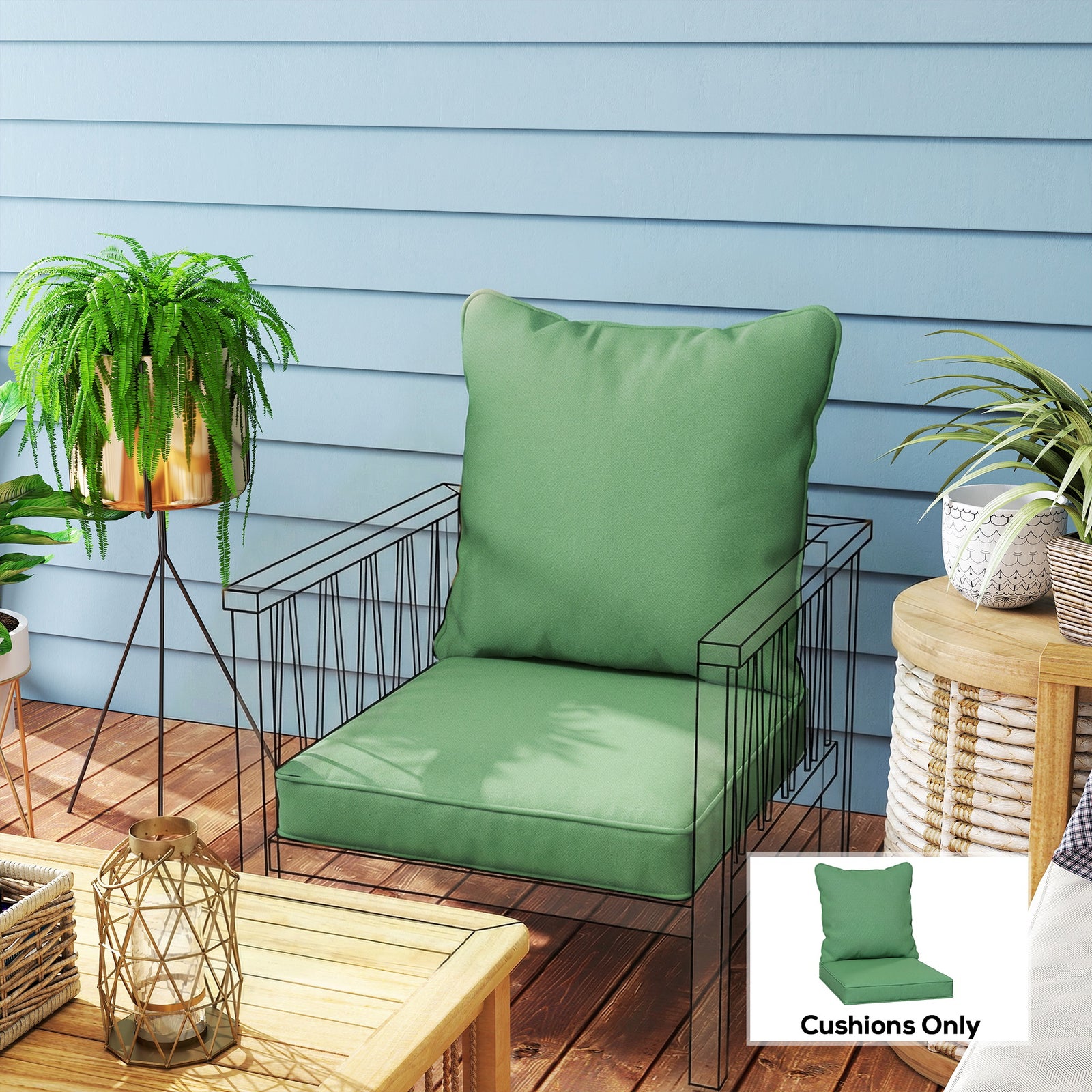Cushion Set With Seat & Back Pad, Cushion Only | Green