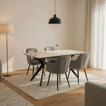 San Diego Marble Top Dining Table With Charlotte Velvet Chairs | Grey