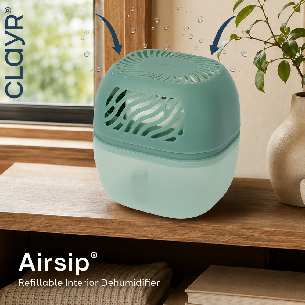 Reusable 1000ml Dehumidifier With 2 Calcium Chloride Refill Tabs | Sage Green