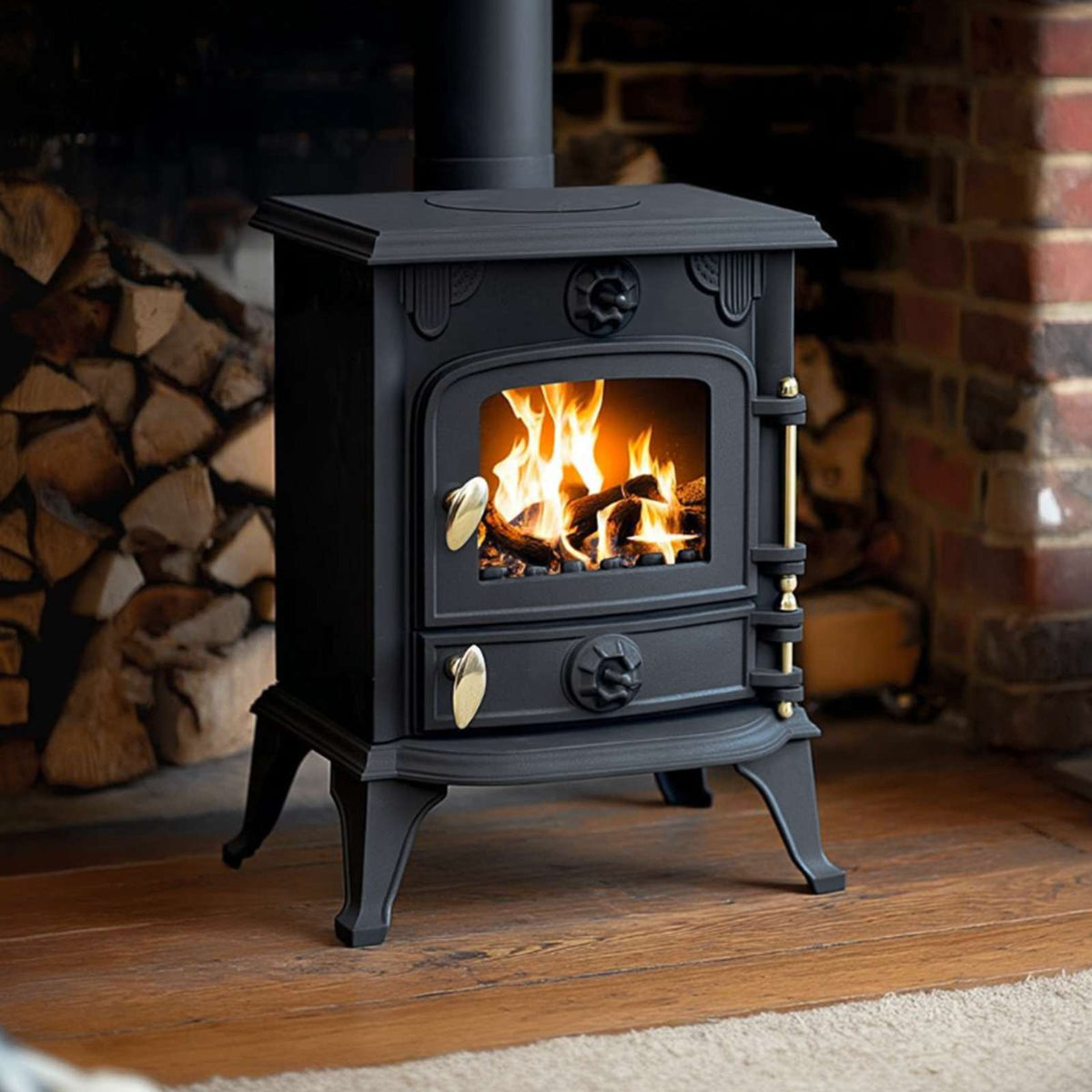 5kw Cast Iron Wood Burning Stove Multi-fuel Fireplace Ja013 Defra Approved