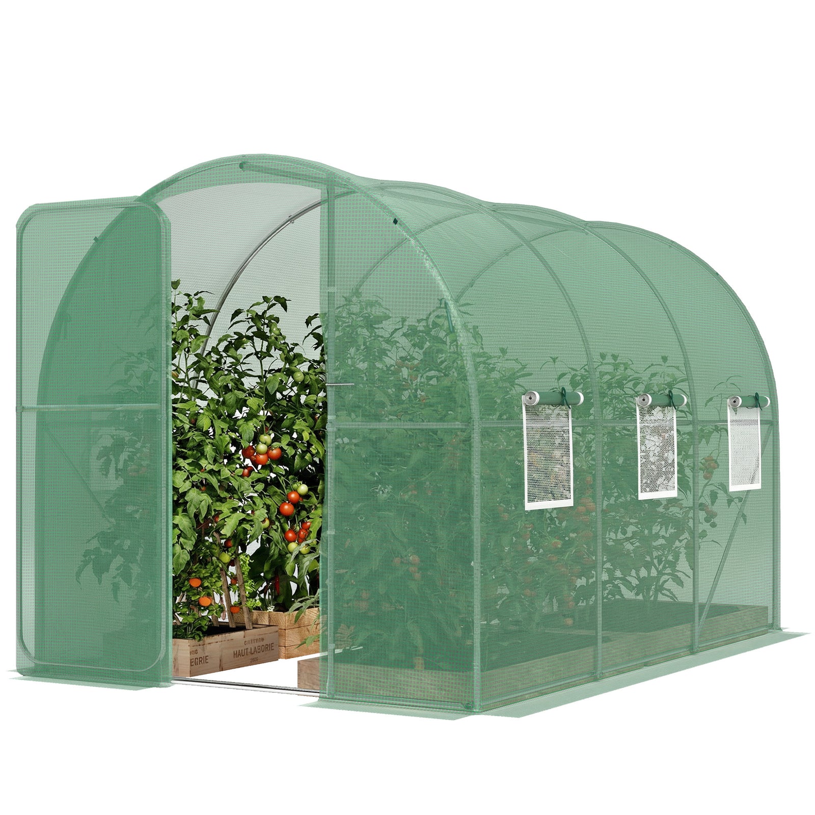Walk-in Polytunnel Greenhouse With Windows, Garden Tunnel | M | Green