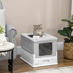 Hooded Cat Litter Box W/ Tray, Scoop, Front Entry | Gray