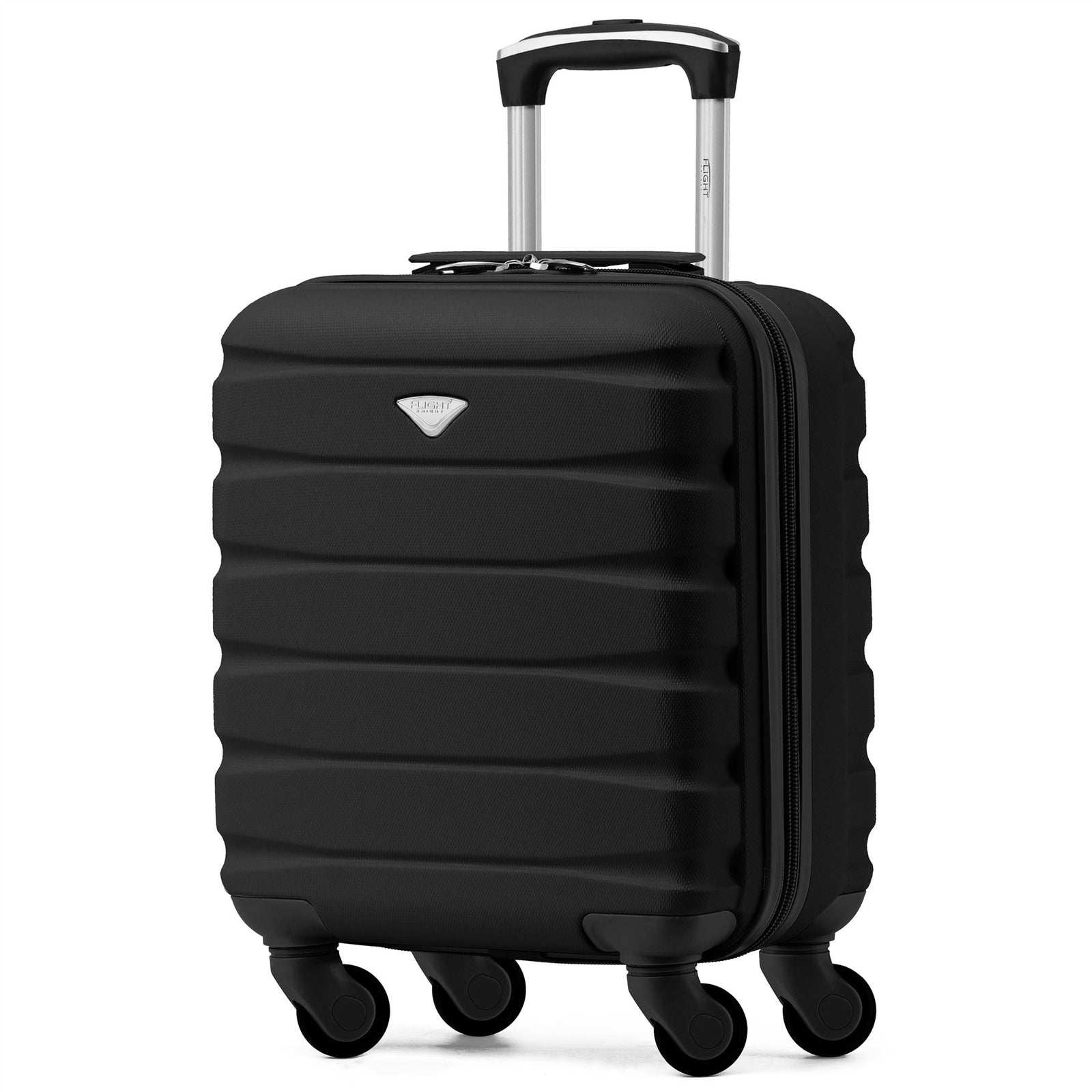 45x36x20cm Lightweight Underseat Cabin Carry On Suitcase - 100+ Airline Approved - Hard Shell Luggage - 4 Wheels | 45 x 36 x 20cm | Black & Silver