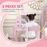 Kids Dressing Table Set Make Up W/ Stool, Drawer, For Playroom | Pink