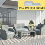 3pcs Rattan Garden Seat Cushions Pads For Patio Furniture | Gray