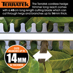 20v Cordless Hedge Trimmer Long Reach Telescopic Garden Hedge Cutter, 1 Hr Fast Charge Battery & Charger Included | 2 Batteries + 1 Charger | Grey