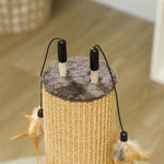 78cm Tall Cat Scratching Post With 3 Toy Feathers | Brown