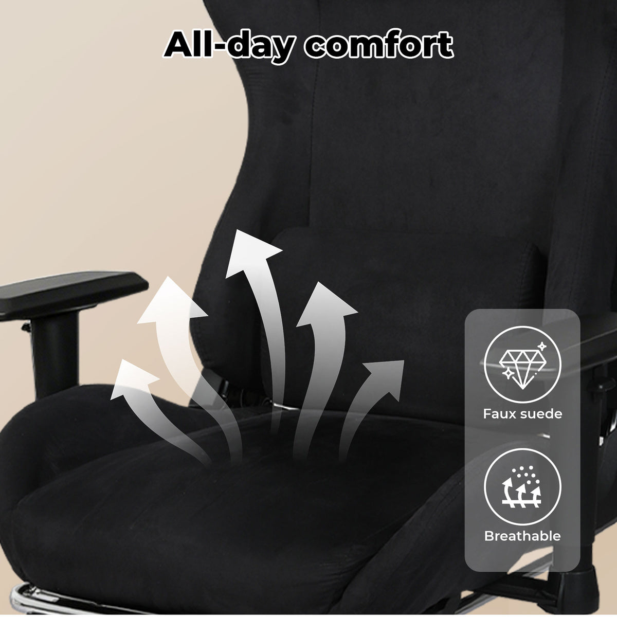 Ergonomic Office Chair 165° Reclining Executive Computer Chair With Spring Seat | Black