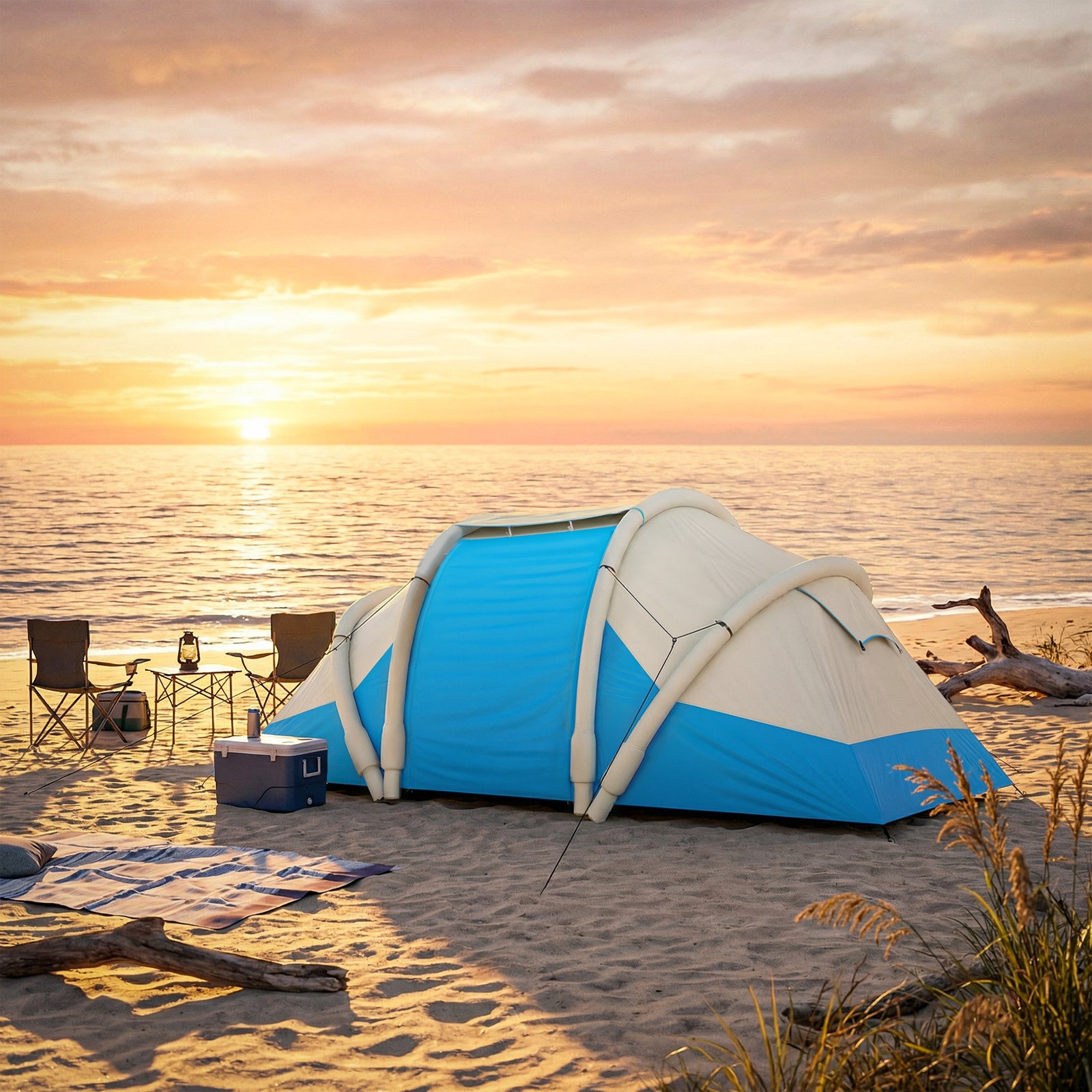 Inflatable Tent 3000mm Waterproof For 4 Person | Sky Blue