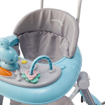 Adjustable Baby Walker With Sunshade, Foldable Walker, Multifunctional Baby Walker, Feeding Tray, Interactive Music, Toys, Wheel Safety Breaks, | Blue