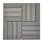 11pcs Interlocking Wpc Deck Tiles, 30x30cm Outdoor Wood-plastic Composite Patio Flooring, Slip-resistant Garden Balcony Tiles | Grey