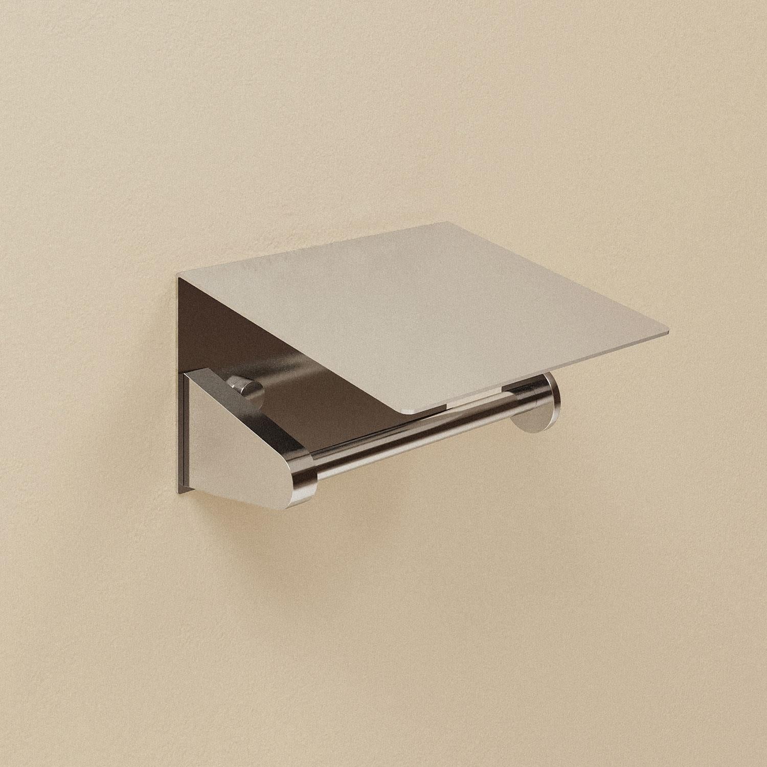 Toilet Roll Holder, Silver Gloss, Wall-mounted, 13 Cm. Collection Kubic