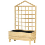 Wooden Planters With Trellis For Climbing, Natural