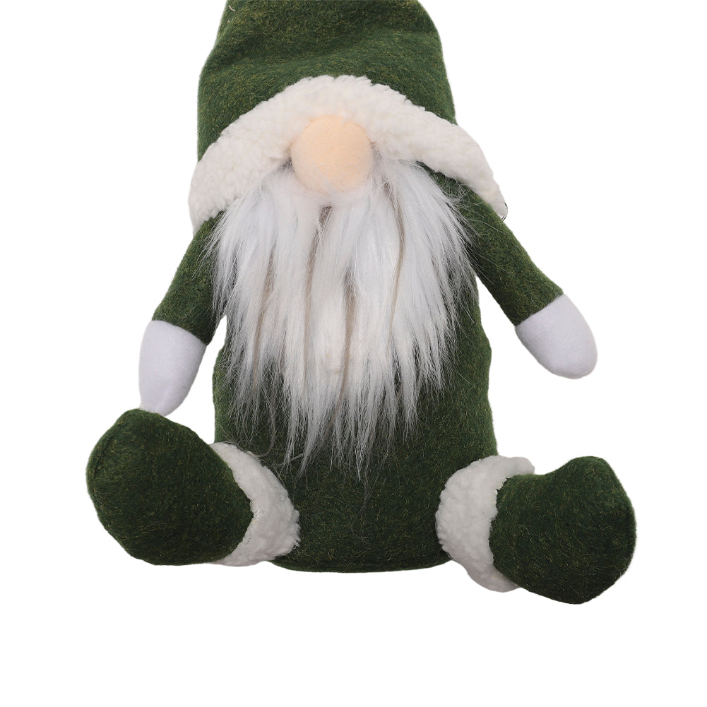 3pcs Christmas Gnome Decorations – Sitting Plush Dolls In Red, Green & Gray, Festive Holiday Ornaments