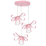 Emma Pendant 3xe27 Hand Made With  A Delicate Tied Ribbon Effect Perfect For Bedrooms Or Any Boutique Chic Setting | Pink