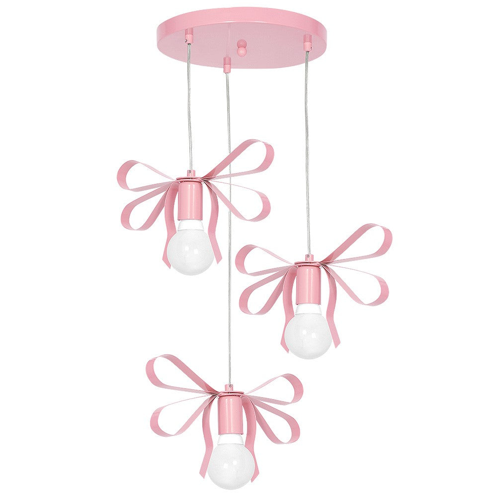 Emma Pendant 3xe27 Hand Made With  A Delicate Tied Ribbon Effect Perfect For Bedrooms Or Any Boutique Chic Setting | Pink