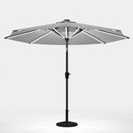 3m Solar Led Patio Umbrella, Outdoor Parasol With 16 Led Tubes, Crank Lift & Push Button Tilt With Resin Base | One Size | Light Grey