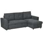 3 Seater Sofa Bed Convertible Pull Out Sofa With Storage | One Size | Dark Gray