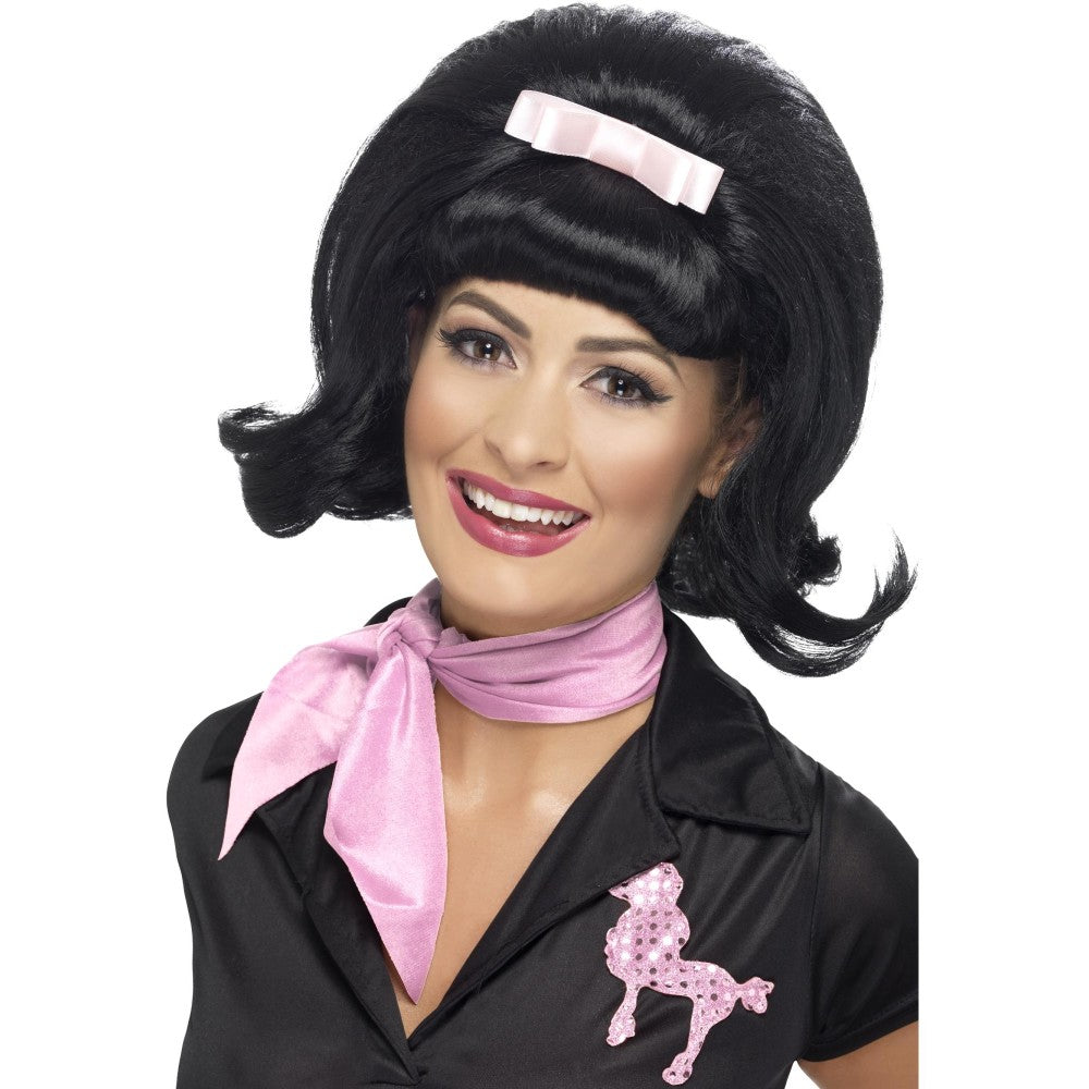 50s Flicked Beehive Bob | Black
