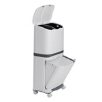 48l Double-layer Step-on Rubbish Bin With Odour Seal And Removable Liner, White