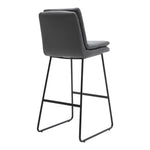 Set Of 2 Pu Leather Bar Stools – Modern Counter Chairs With Double-layer Cushion & Black Metal Legs | Grey