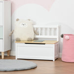 2 In 1 Wooden Toy Box, Seat Bench Storage Chest W/ Pneumatic Rod | White