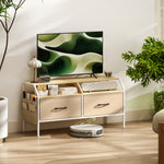 Tv Stand Cabinet With 2 Foldable Drawers | Natural