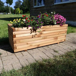 Pine Wooden Trough Planter With Feet | 120cm x 42cm x 38cm | Brown