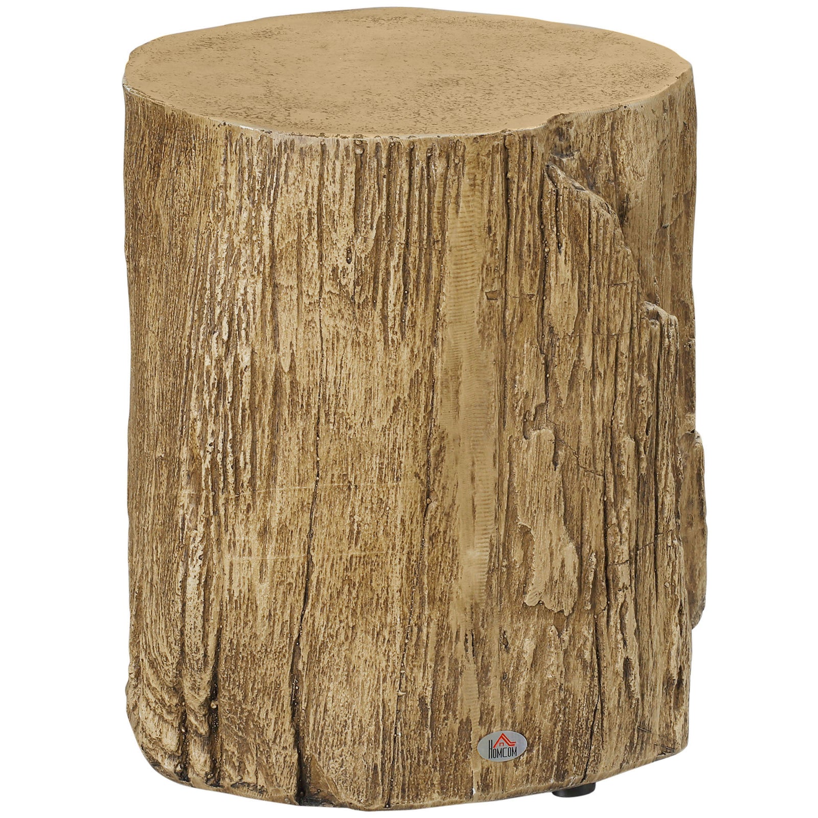 HOMCOM Concrete Side Table Tree Stump End Table For Indoor Outdoors Natural