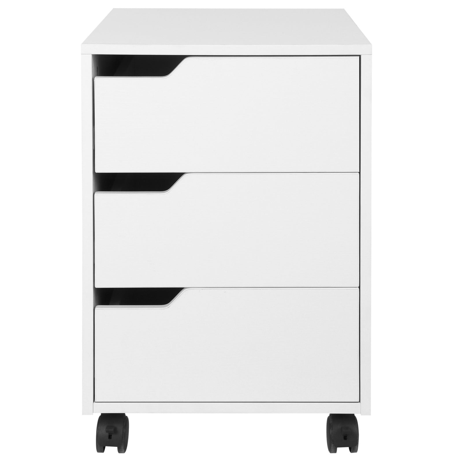 Mdf Mobile File Cabinet With 3 Drawers Locking Wheels | One Size | White