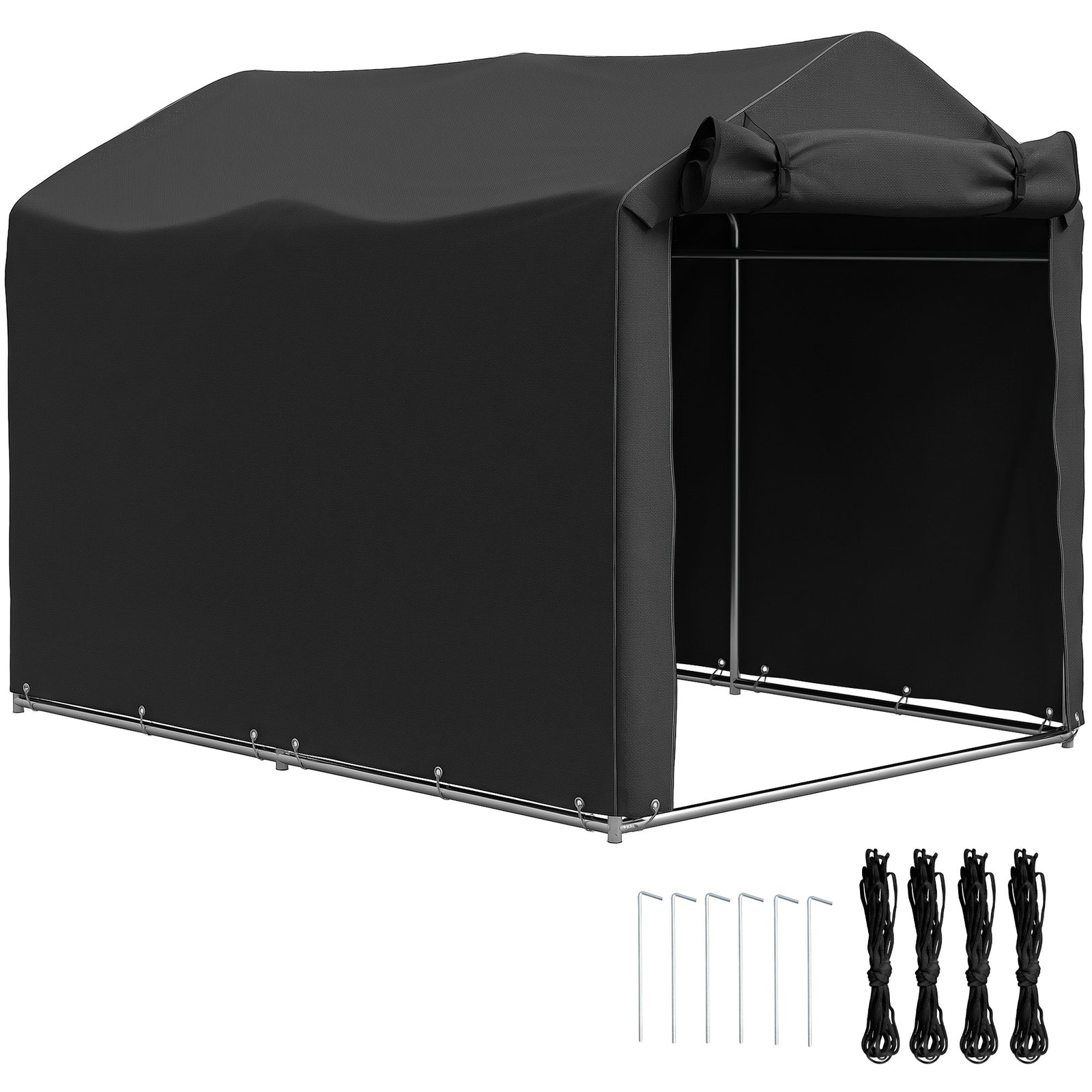 Garden Tool Storage Shed With Roll-up Zipper Door | Black