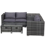 Rattan Furniture Sofa Storage Table Set W/ 2 Drawers Table | Gray