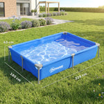 Outsunny Metal Frame Swimming Pool, Rectangle Frame Pool, 229 X 160 Cm