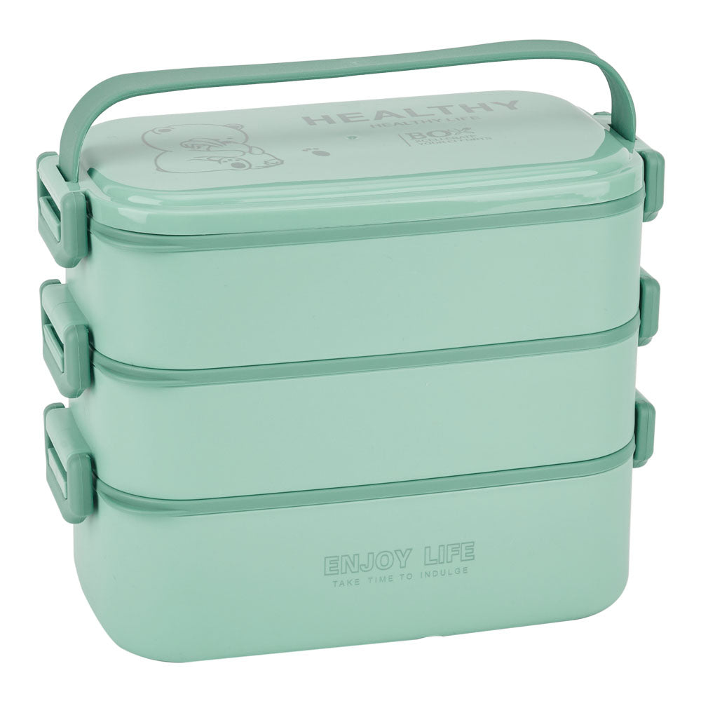 Stackable Bento Lunch Box With Handle 3 Layer | Light Green