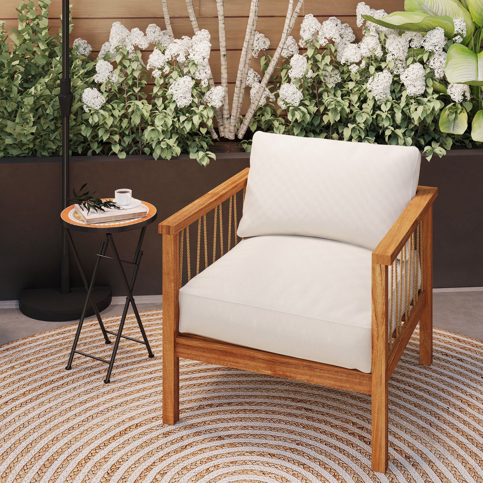 Mosaic Garden Table, 35.5cm Folding Coffee Table | Orange