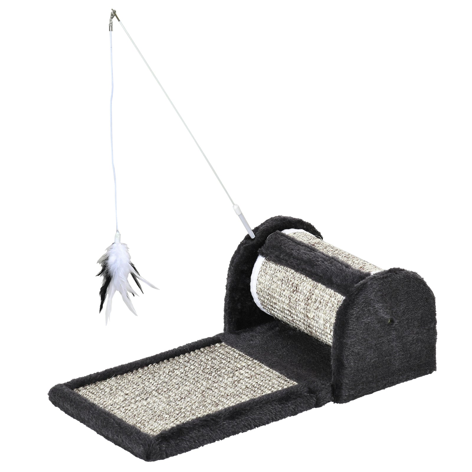 Cat Scratcher Sisal Scratching Pad Mat Kitten Toy W/roller Feather Teaser
