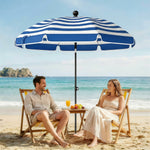 1.8 M Beach Umbrella Parasol With Sand Anchor, Tilt | Blue & White