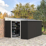 11.3x9.2ft Lean-to Metal Shed, Black